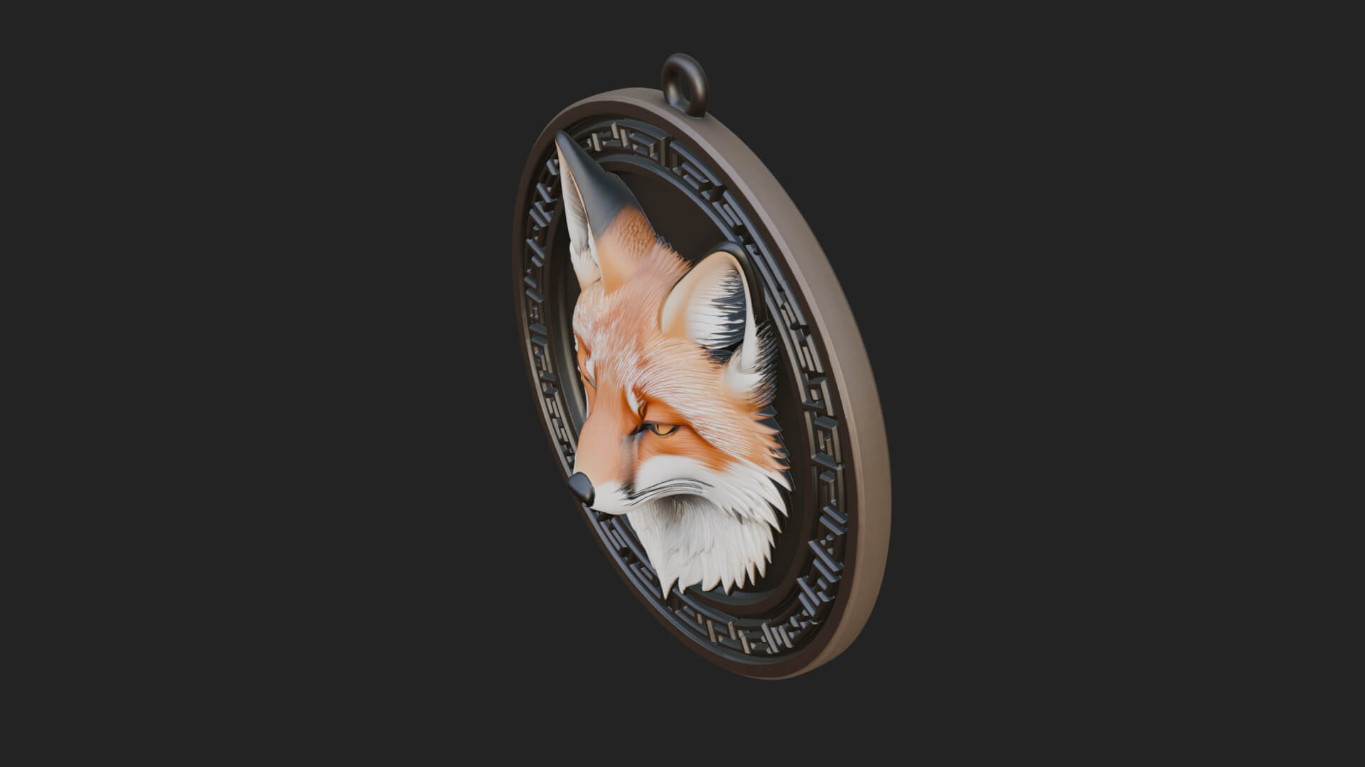 Fox Head Oval Relief Plaque Design 2 3D Print Model 3D Model