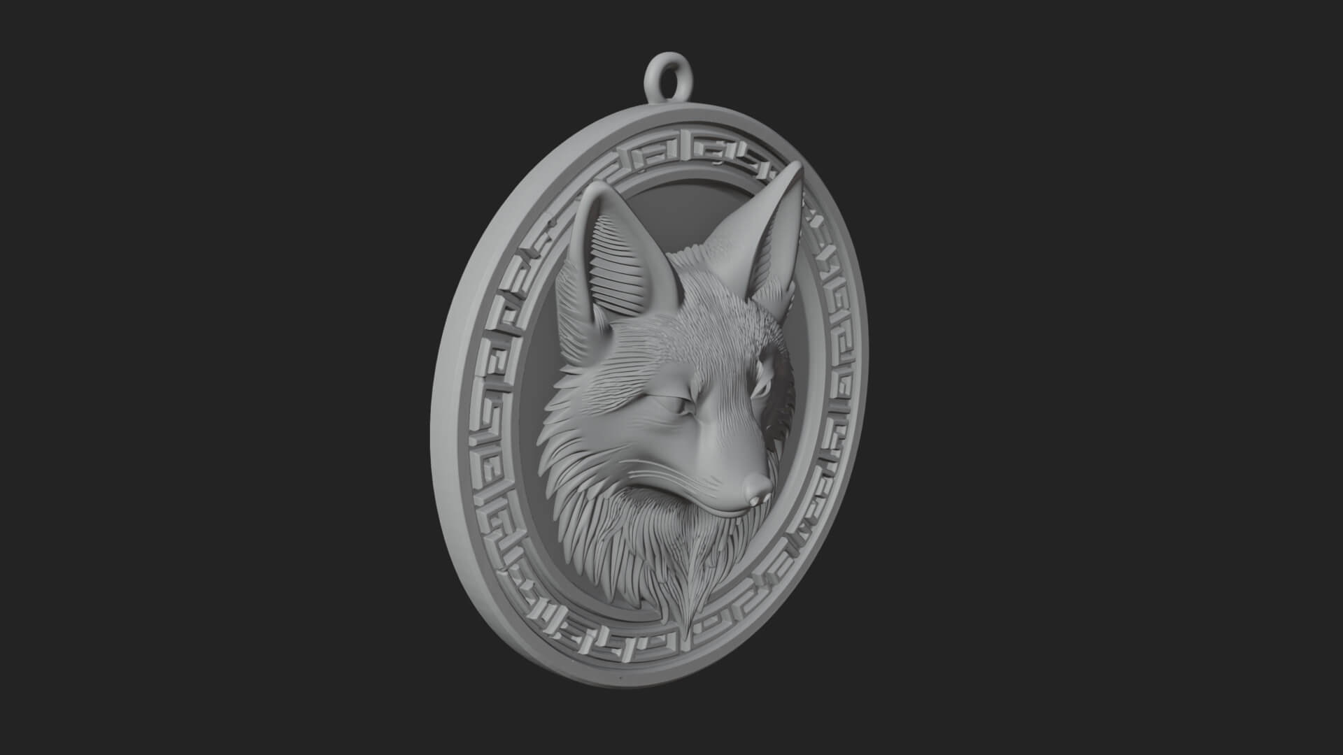 Fox Head Oval Relief Plaque Design 2 3D Print Model 3D Model