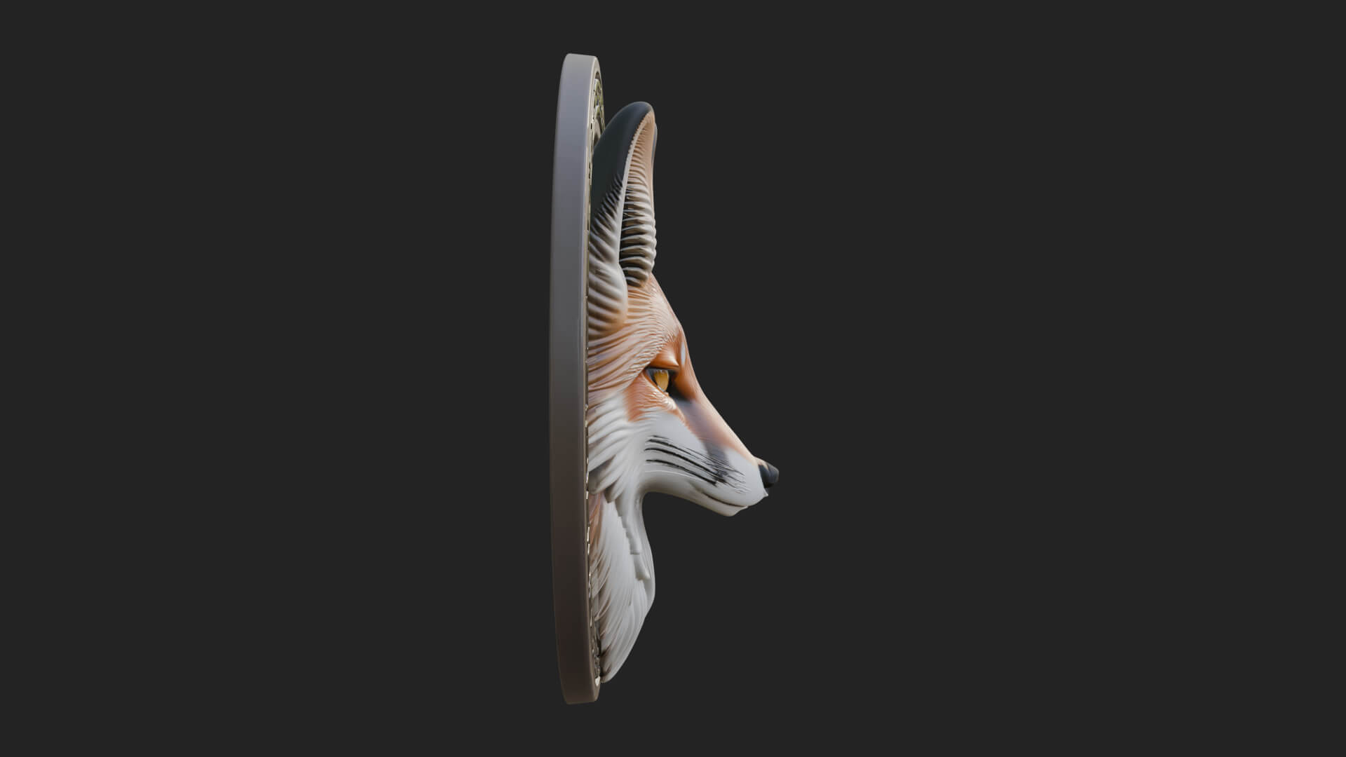 Fox Head Oval Relief Plaque Design 3 3D Print Model 3D Model