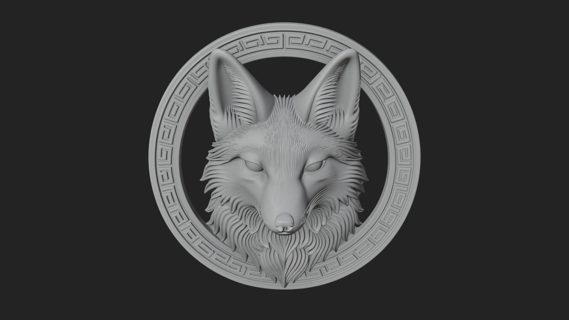 Fox Head Oval Relief Plaque Design 3 3D Print Model 3D Model
