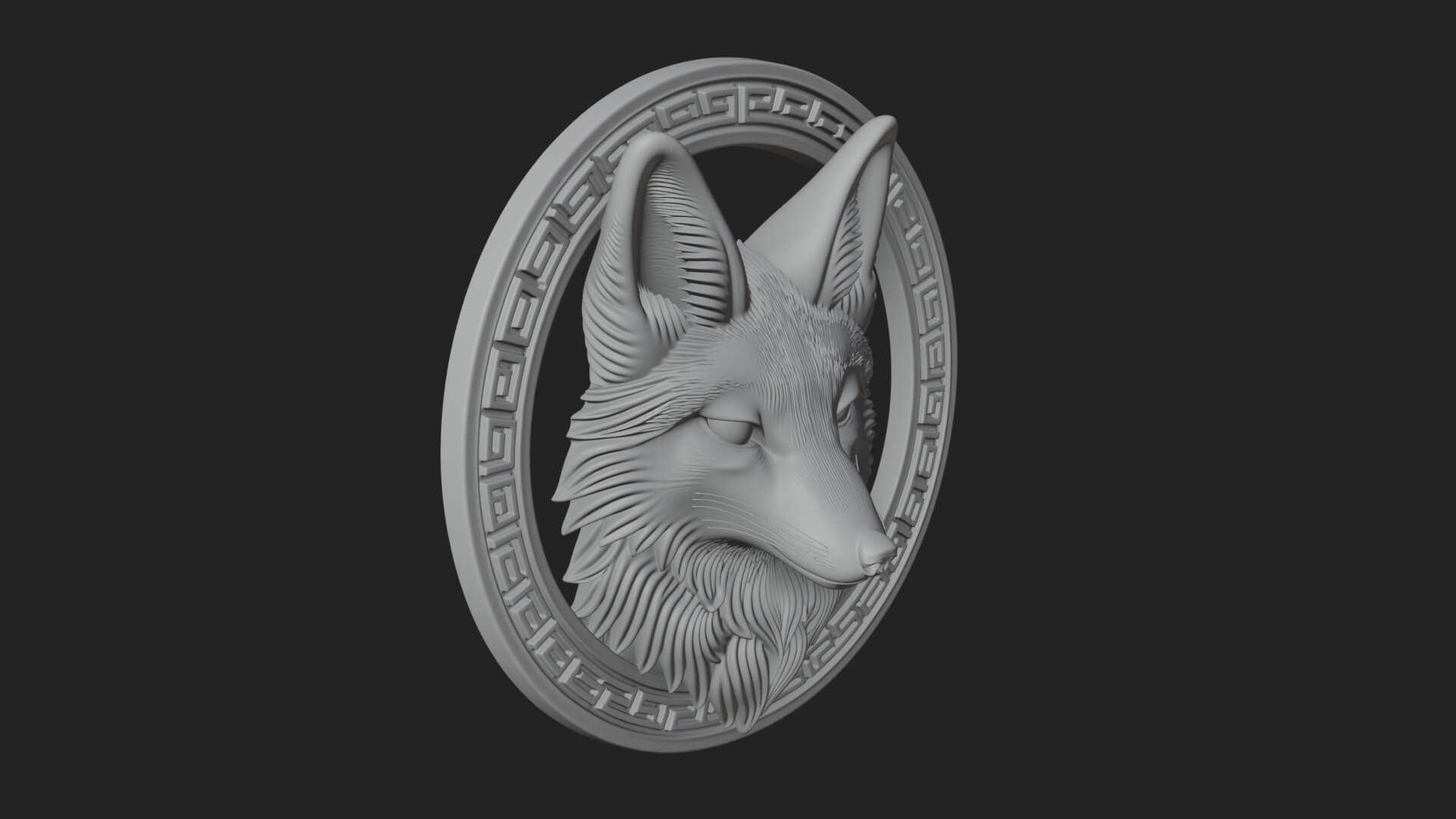 Fox Head Oval Relief Plaque Design 3 3D Print Model 3D Model