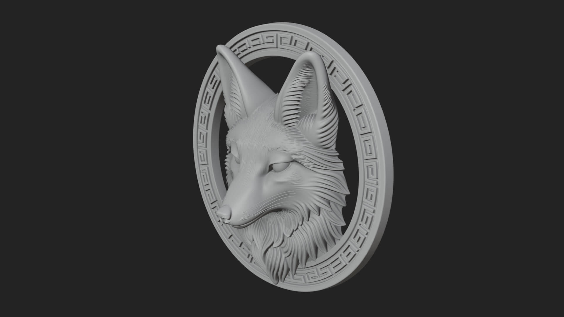 Fox Head Oval Relief Plaque Design 3 3D Print Model 3D Model