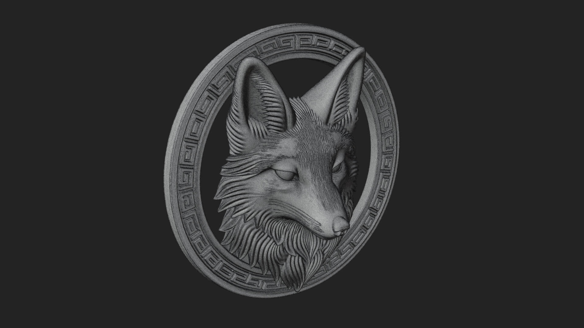 Fox Head Oval Relief Plaque Design 3 3D Print Model 3D Model