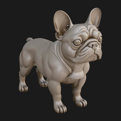 French Bulldog Statue Design 2 3D Print Model
