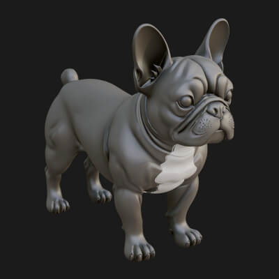 French Bulldog Statue Design 4 3D Print Model
