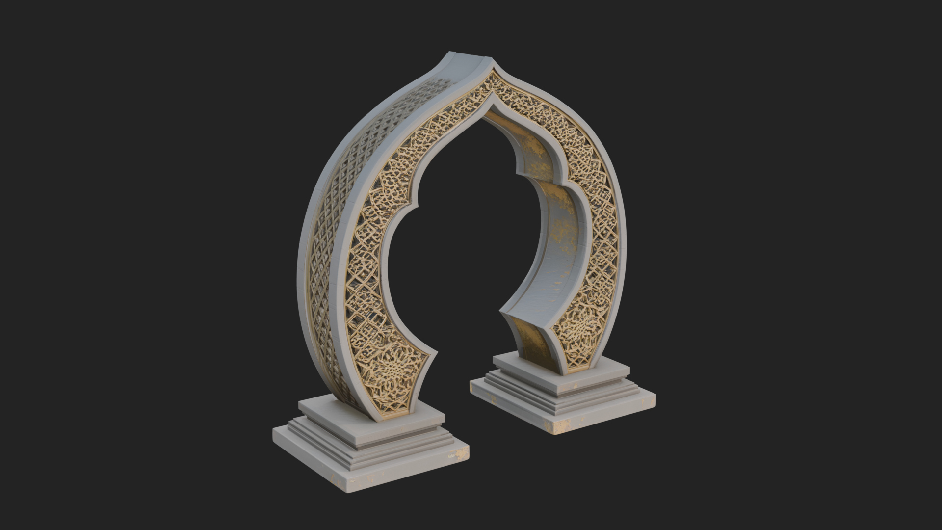 Fretwork Stone Arch Design 1 3D Print Model 3D Model