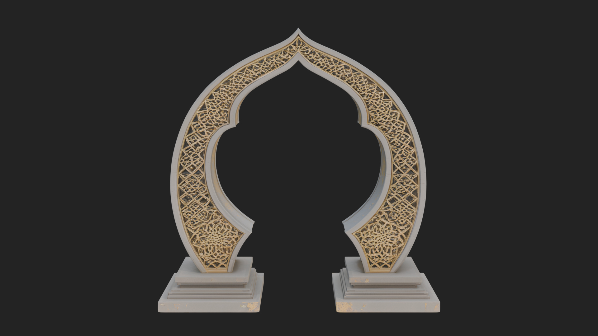 Fretwork Stone Arch Design 1 3D Print Model 3D Model