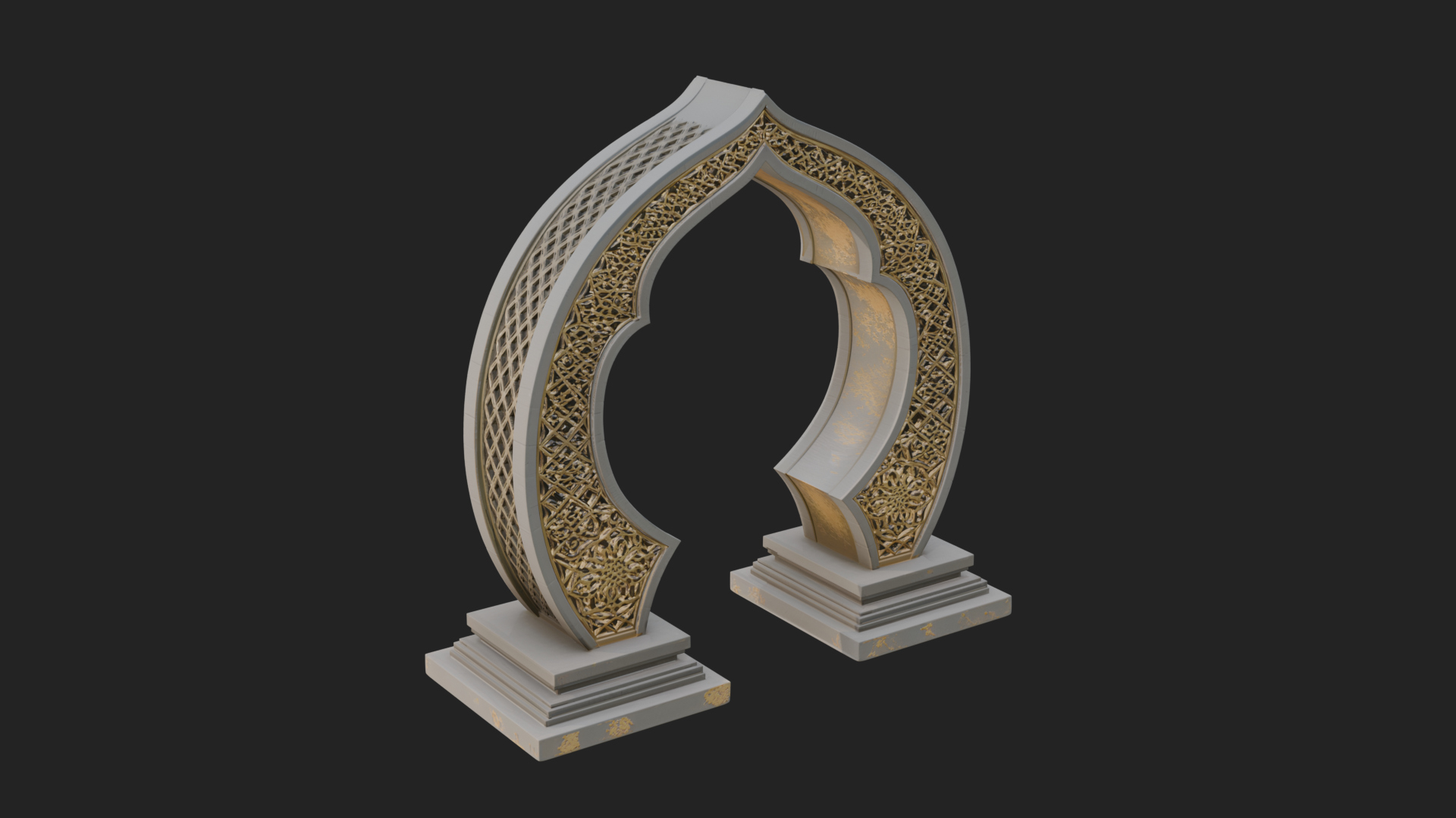 Fretwork Stone Arch Design 1 3D Print Model 3D Model