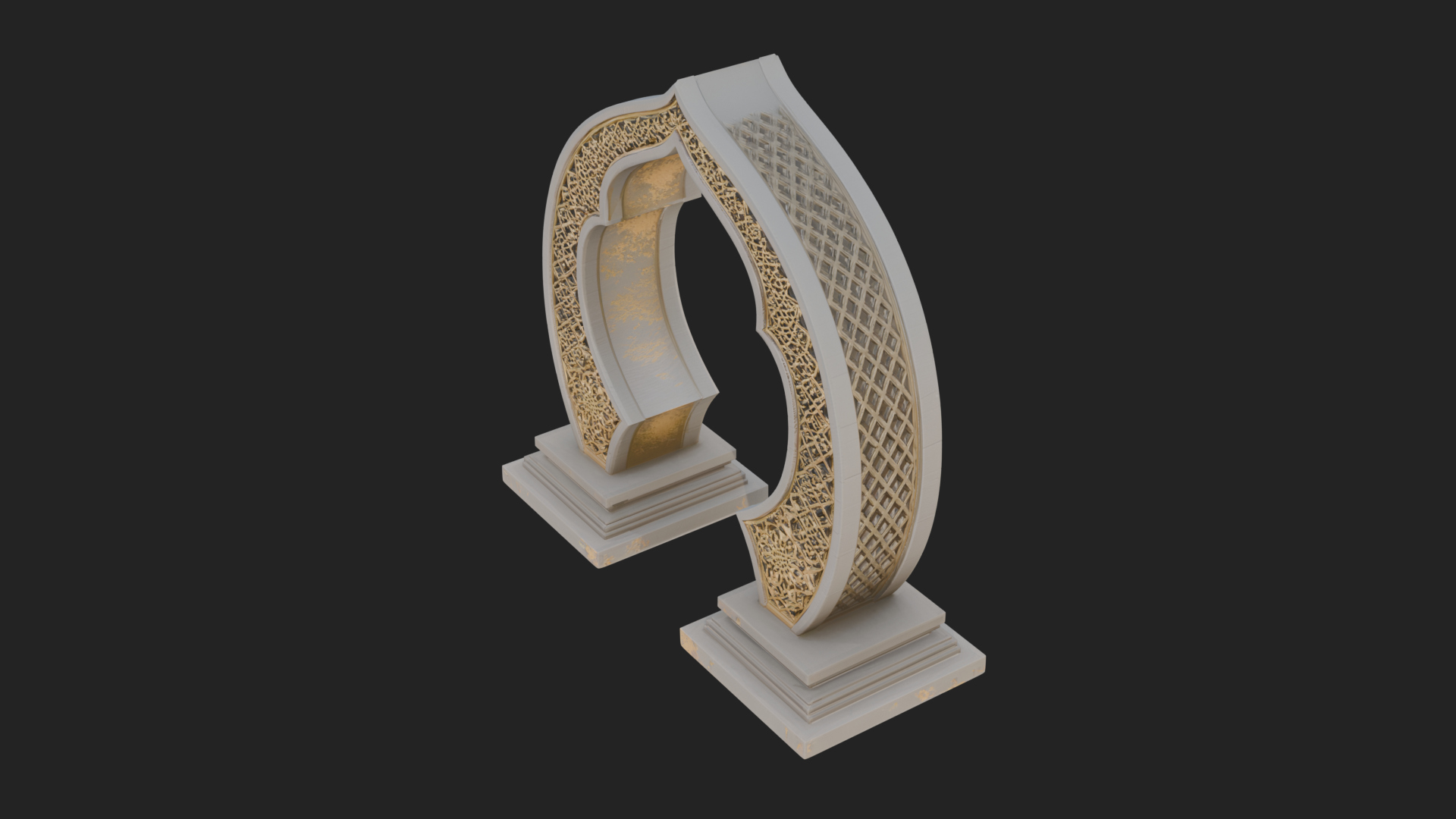 Fretwork Stone Arch Design 1 3D Print Model 3D Model