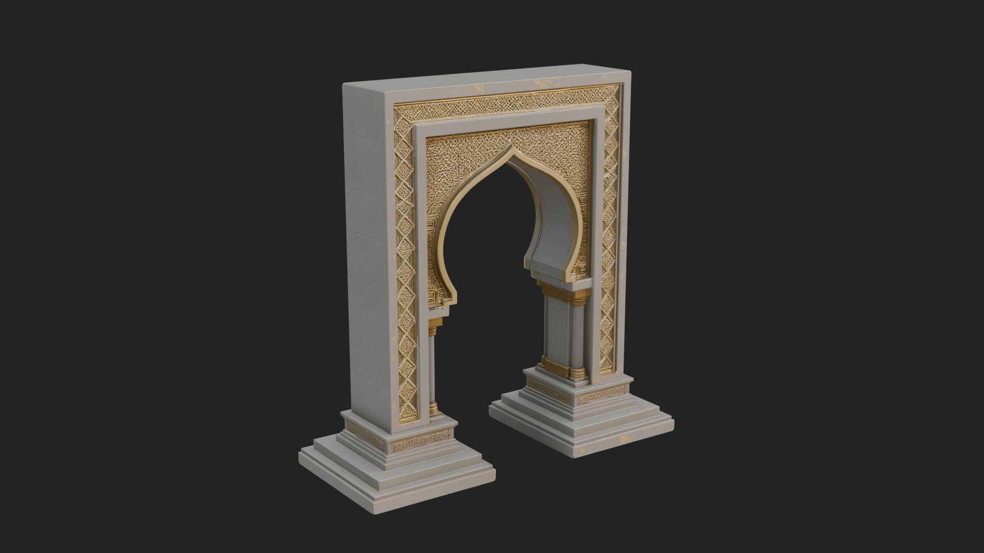 Fretwork Stone Arch Design 2 3D Print Model 3D Model