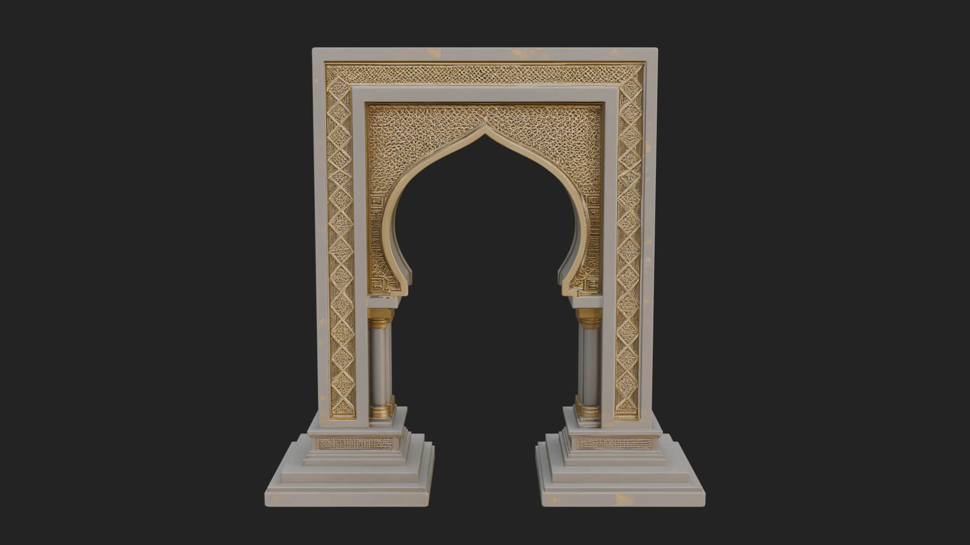 Fretwork Stone Arch Design 2 3D Print Model 3D Model