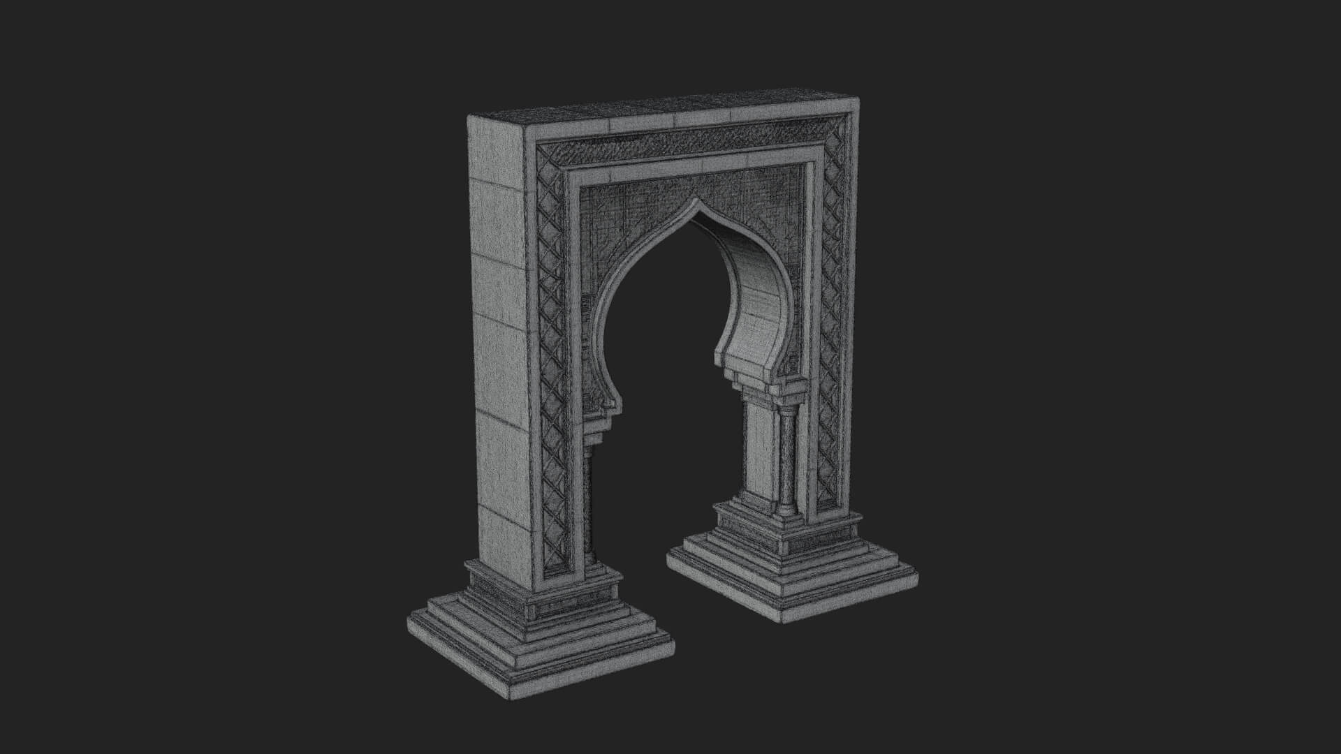 Fretwork Stone Arch Design 2 3D Print Model 3D Model