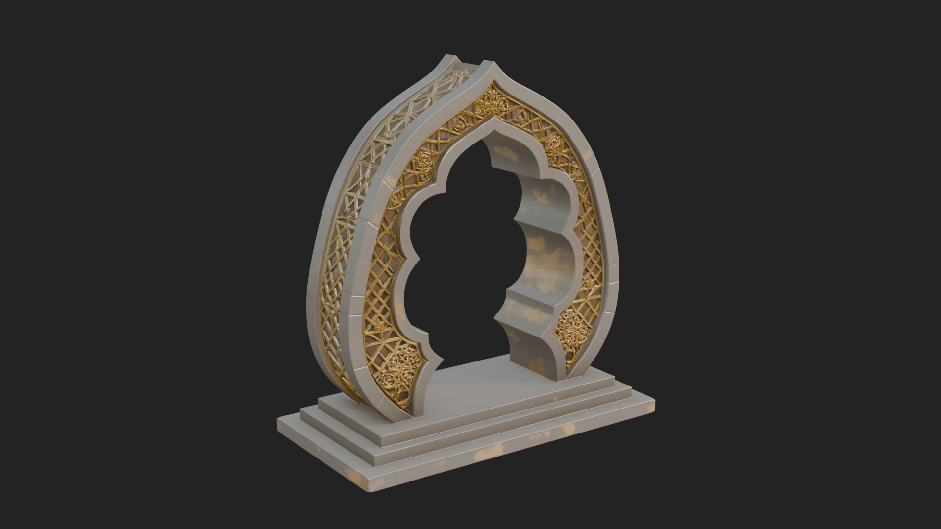 Fretwork Stone Arch Design 3 3D Print Model 3D Model