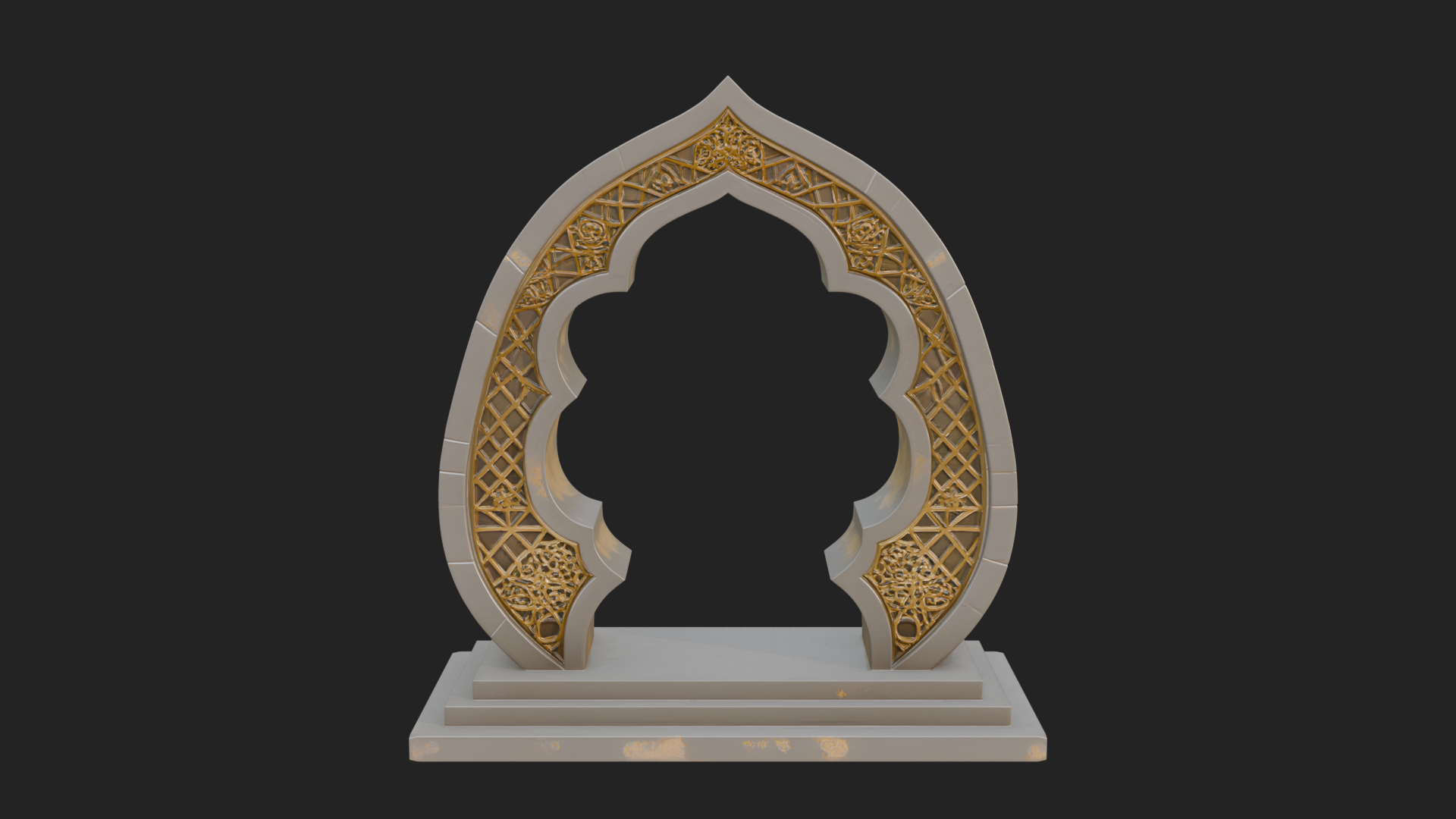 Fretwork Stone Arch Design 3 3D Print Model 3D Model