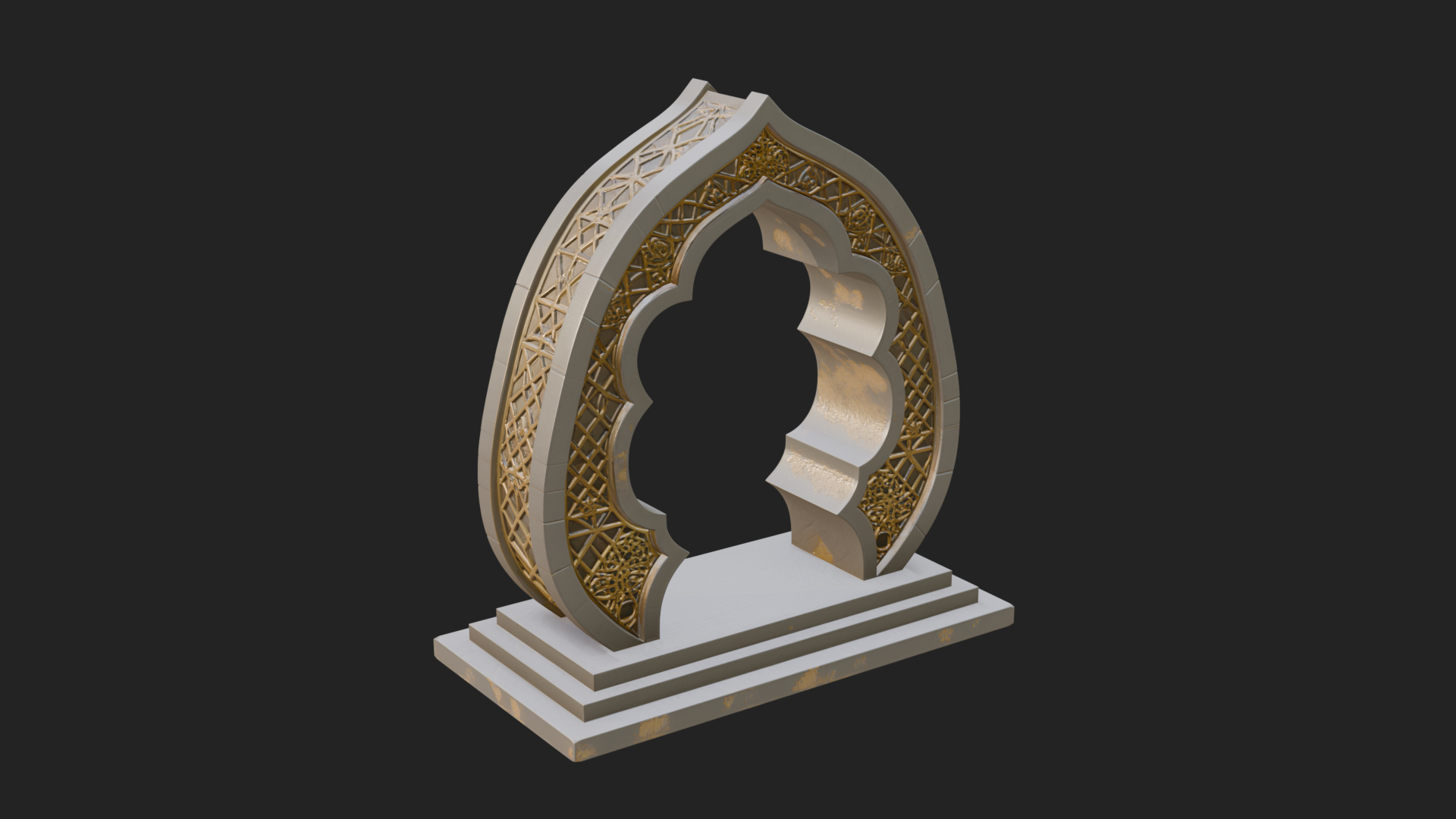 Fretwork Stone Arch Design 3 3D Print Model 3D Model