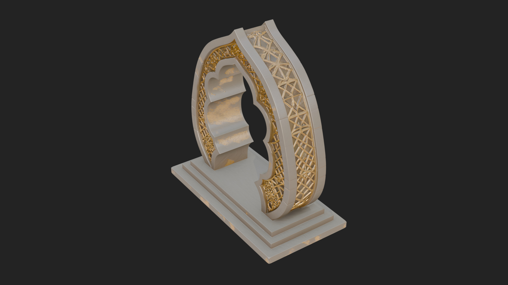 Fretwork Stone Arch Design 3 3D Print Model 3D Model