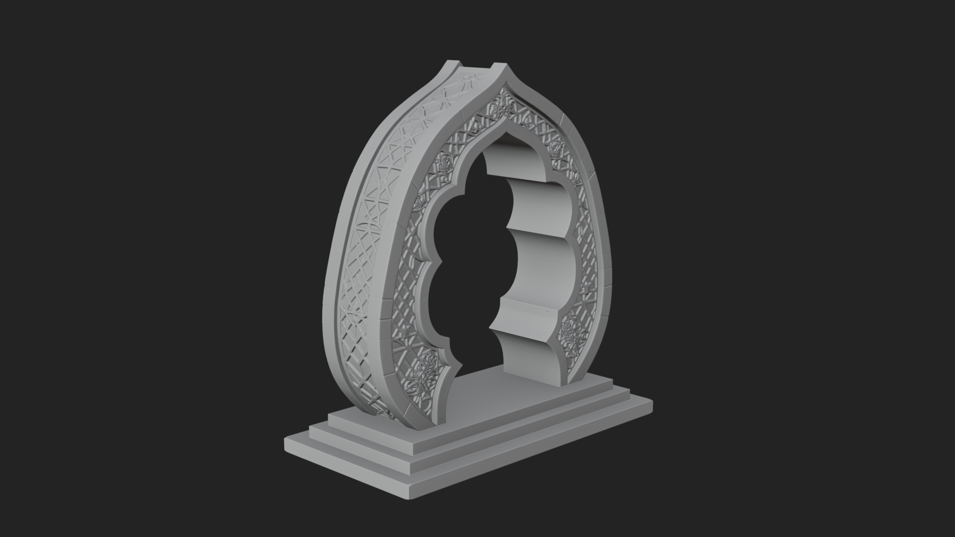 Fretwork Stone Arch Design 3 3D Print Model 3D Model