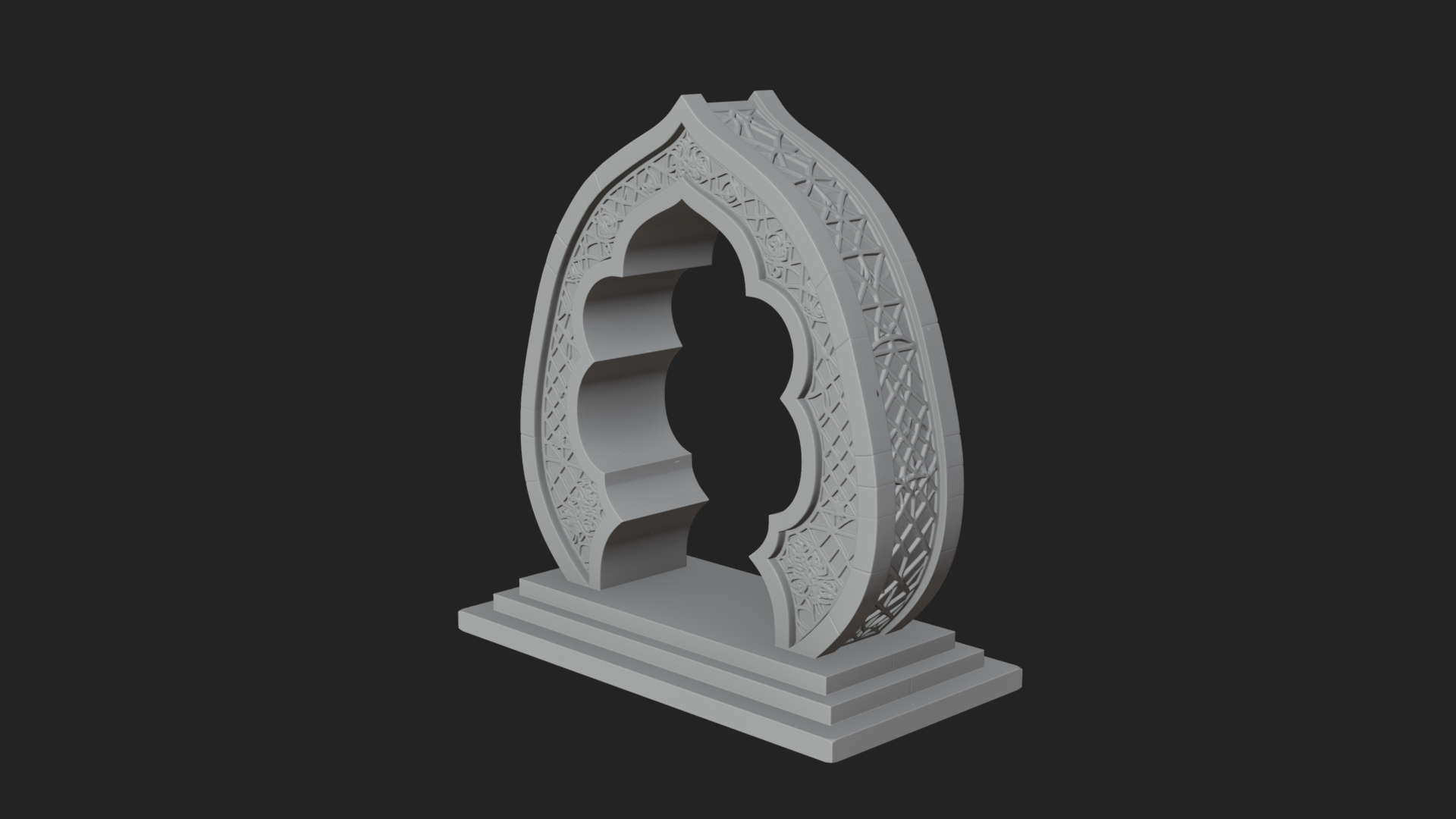 Fretwork Stone Arch Design 3 3D Print Model 3D Model