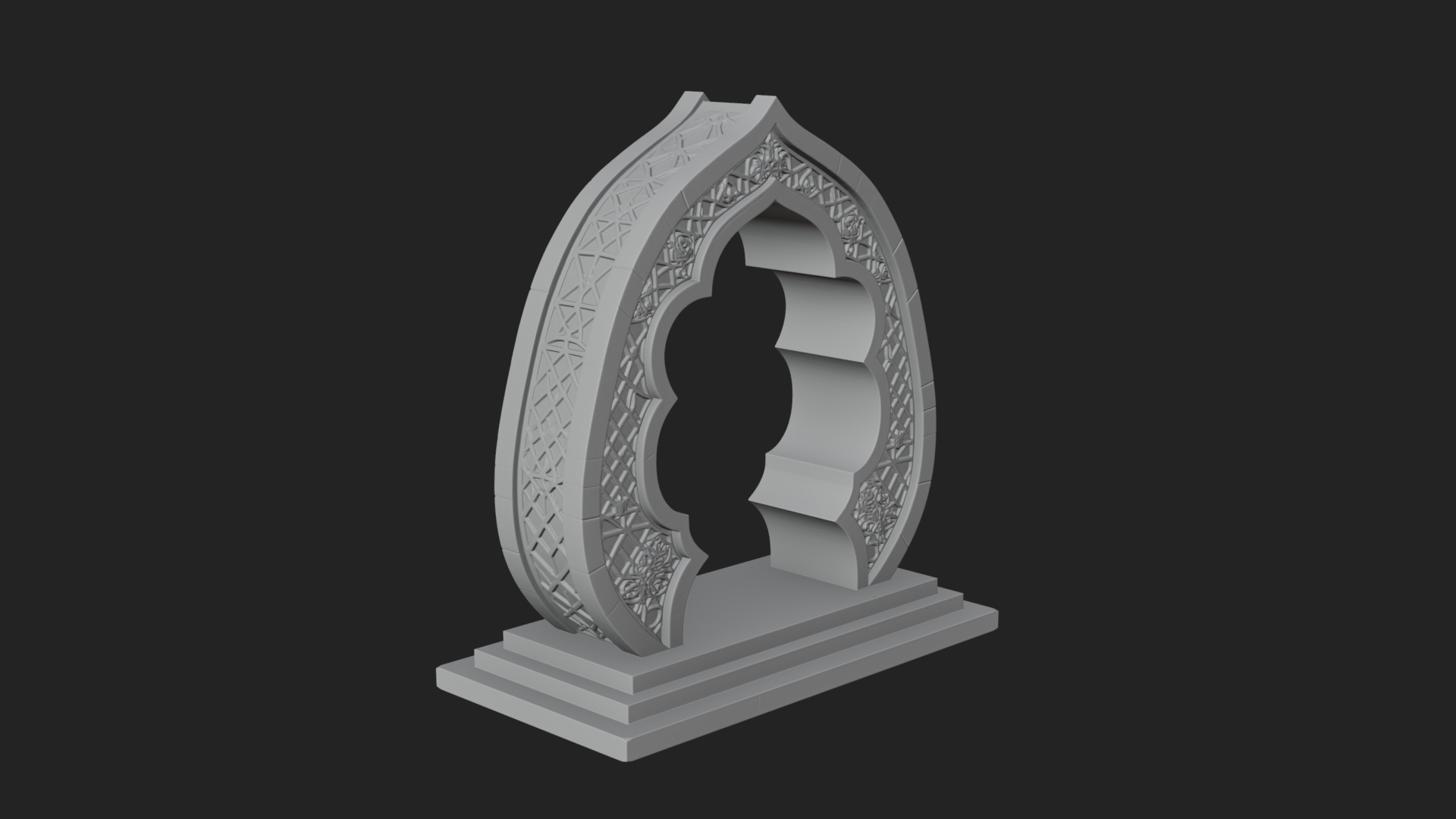 Fretwork Stone Arch Design 3 3D Print Model 3D Model