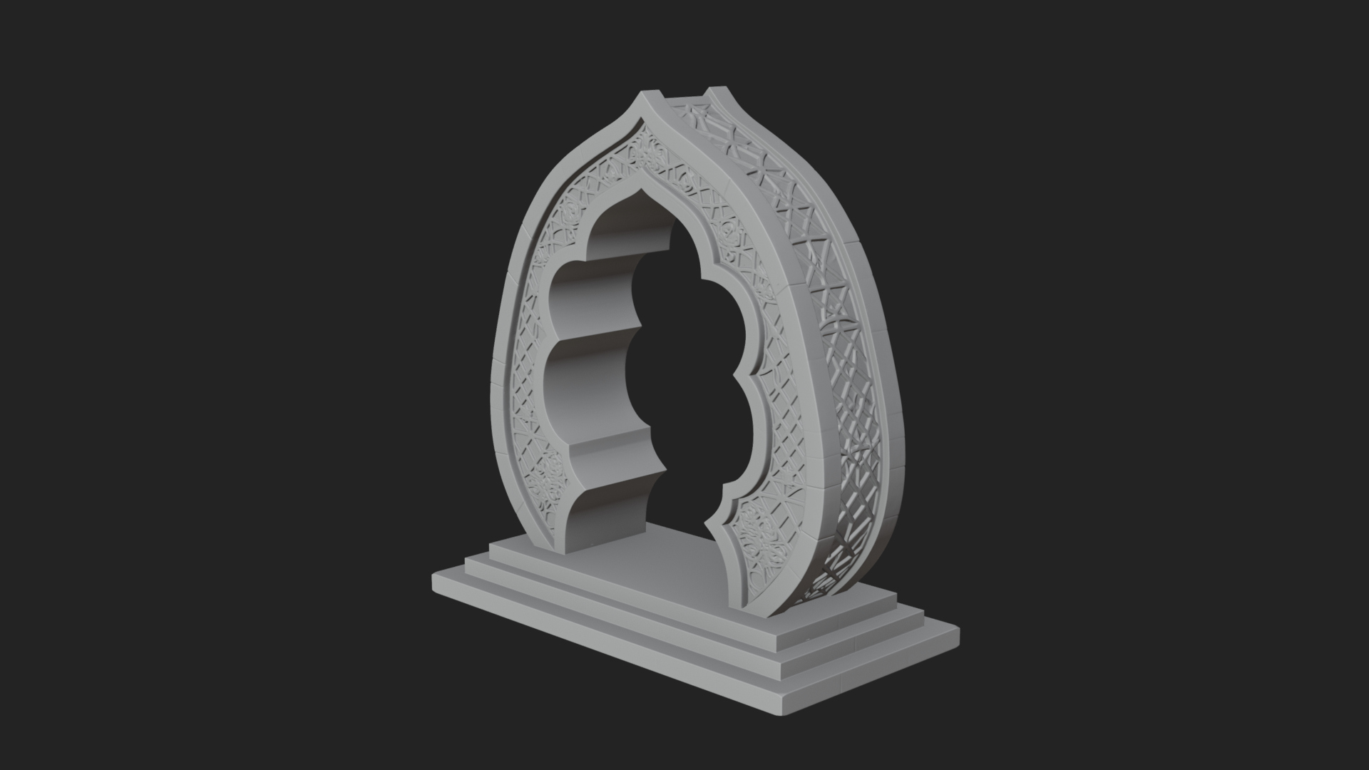 Fretwork Stone Arch Design 3 3D Print Model 3D Model