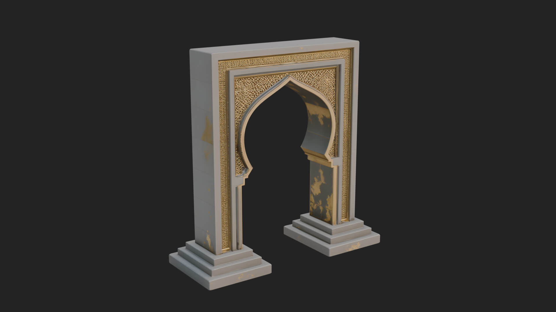 Fretwork Stone Arch Design 4 3D Print Model 3D Model