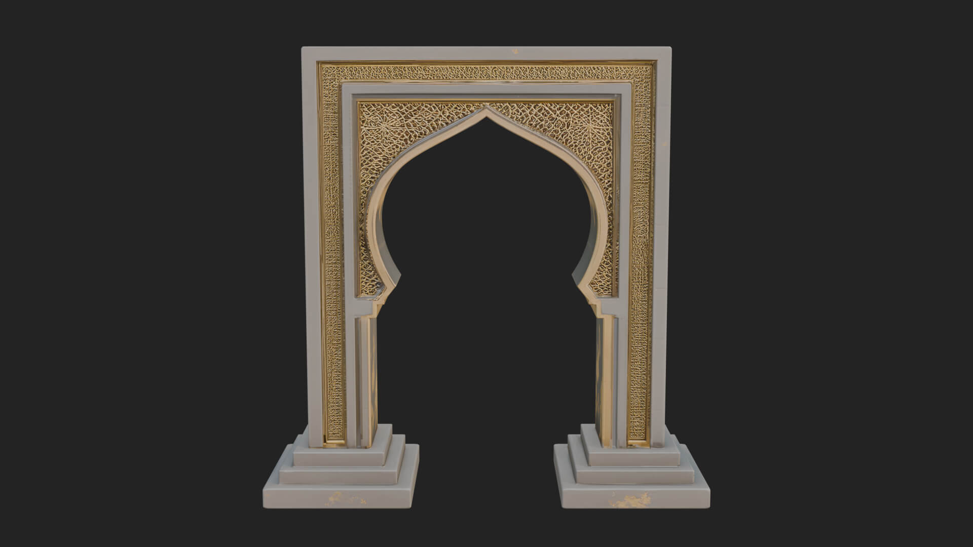 Fretwork Stone Arch Design 4 3D Print Model 3D Model