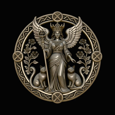 Freya with Cats Relief Medallion Pendant Design 1 3D Prin
