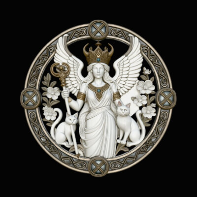 Freya with Cats Relief Medallion Pendant Design 3 3D Print