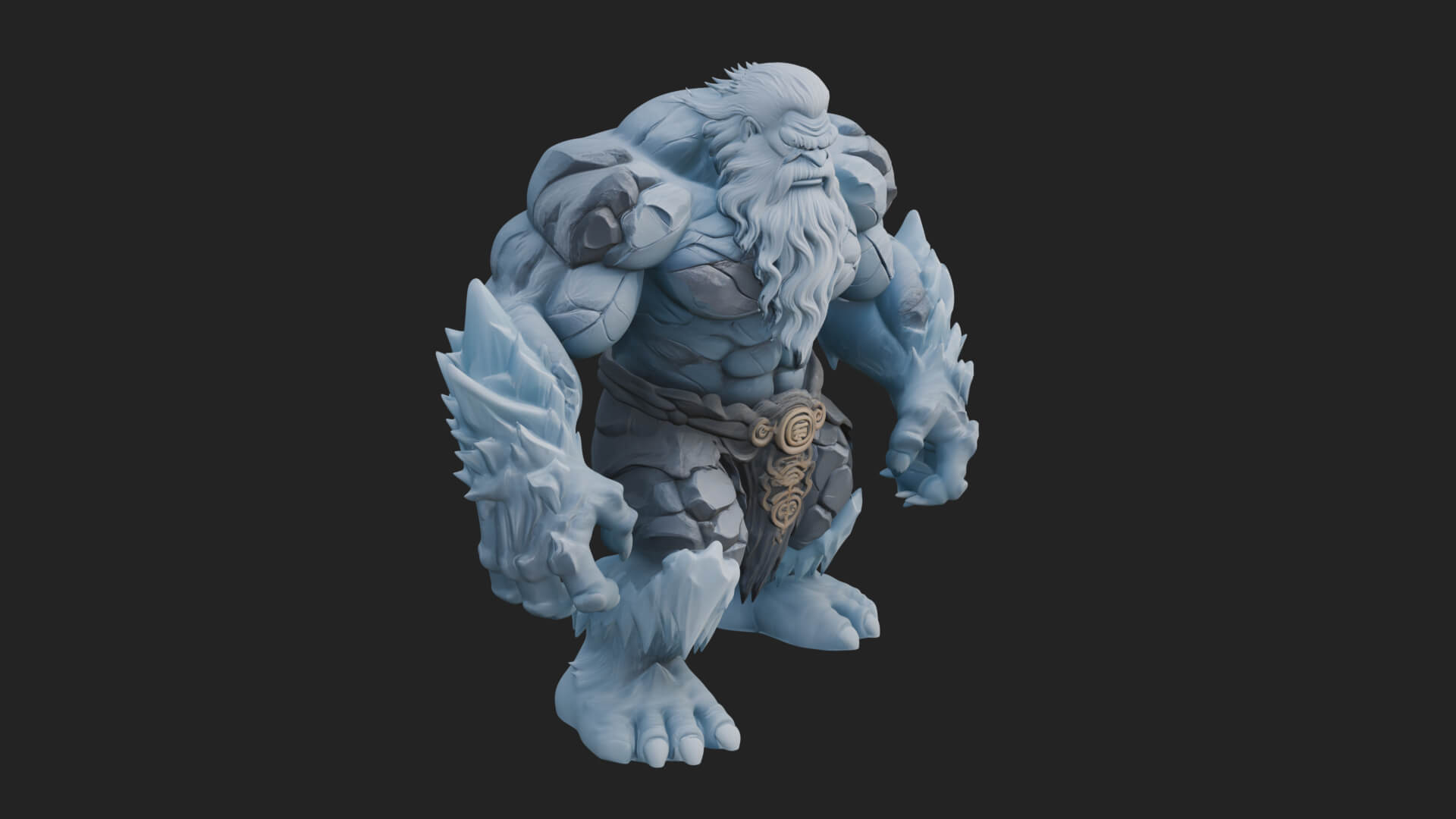 Frost Ice Giant Statue Design 4 3D Print Model 3D Model