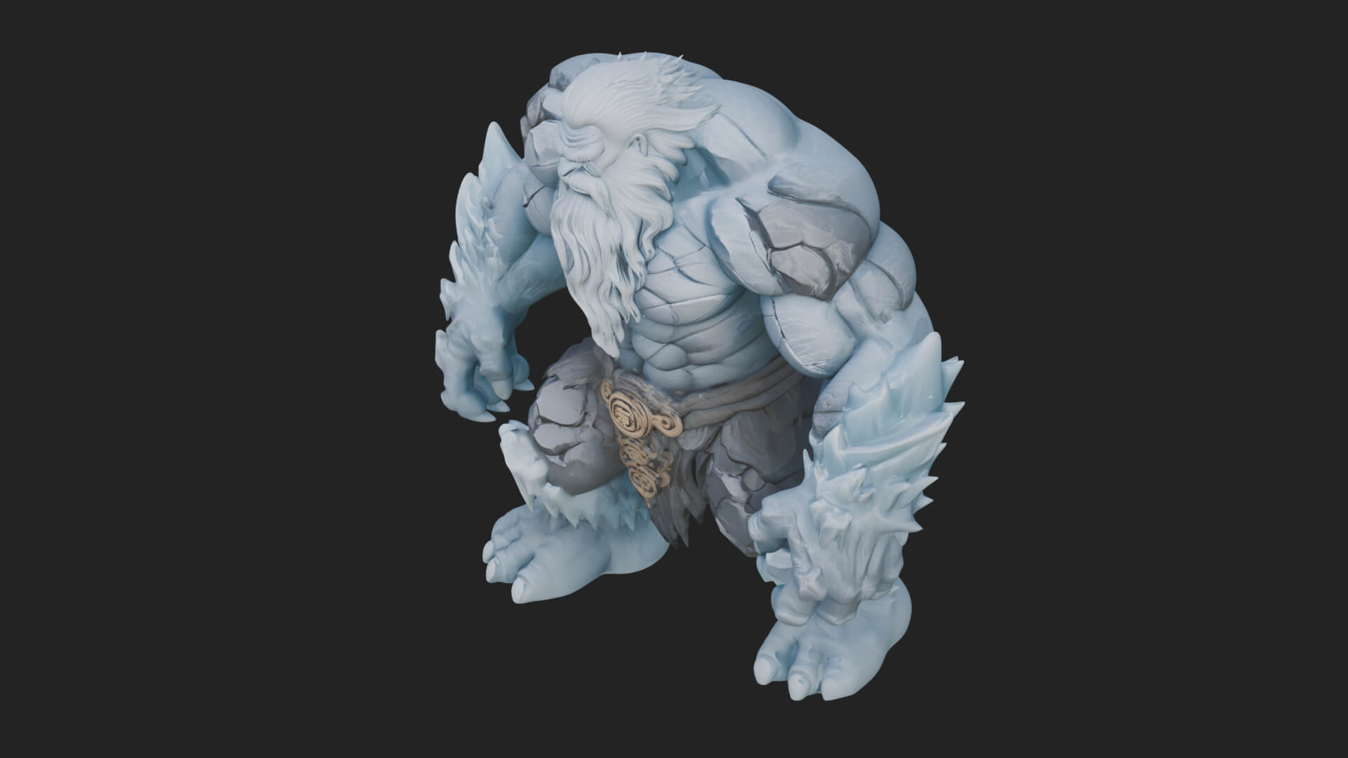 Frost Ice Giant Statue Design 4 3D Print Model 3D Model