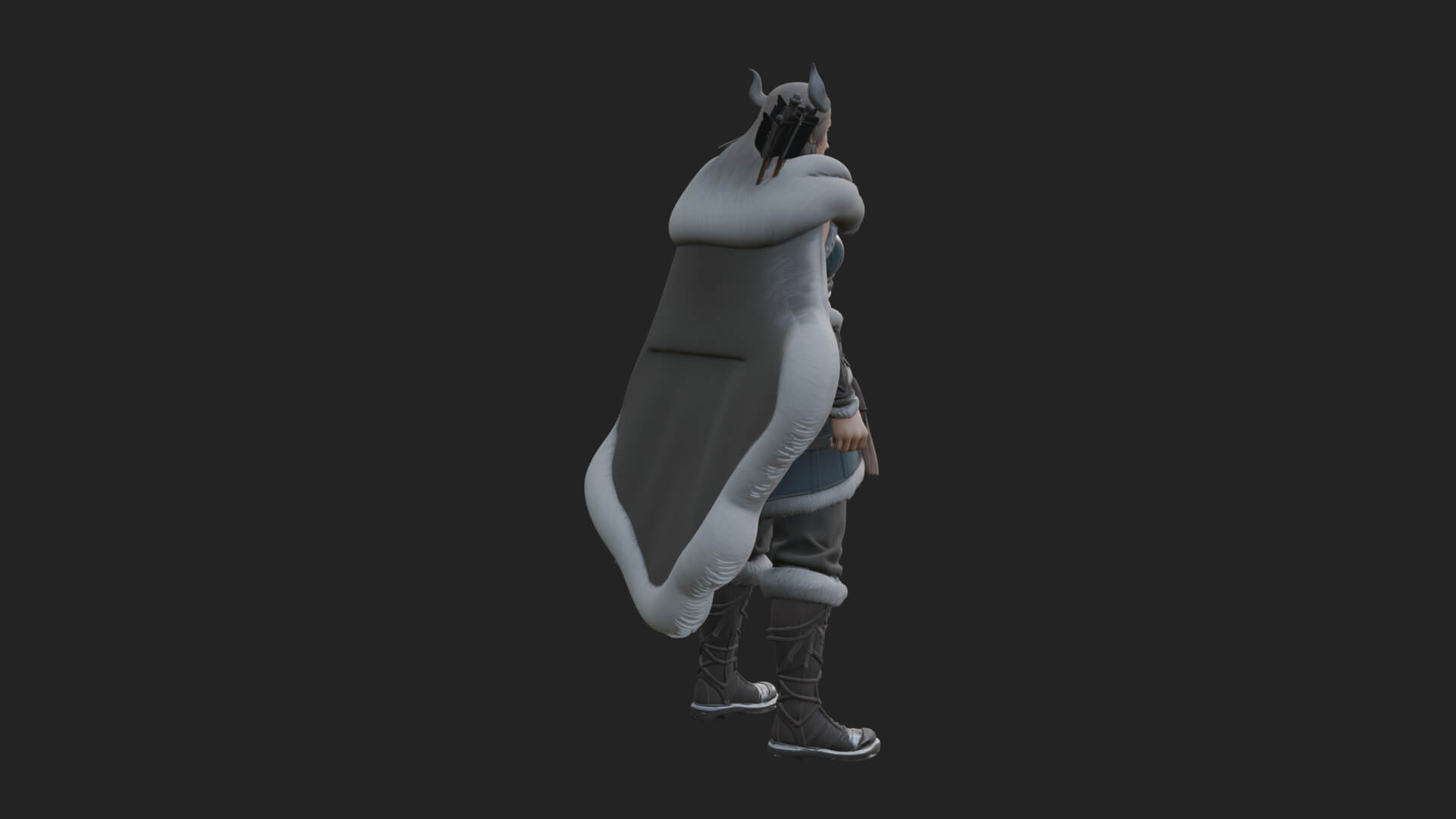 Fur Cloaked Archer Woman Statue Design 1 3D Print Model 3D Model