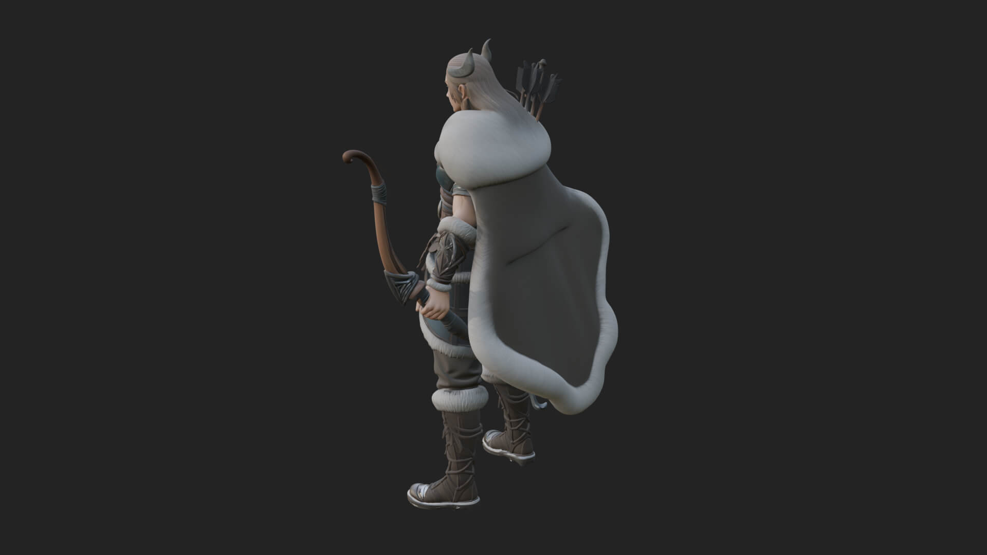 Fur Cloaked Archer Woman Statue Design 1 3D Print Model 3D Model