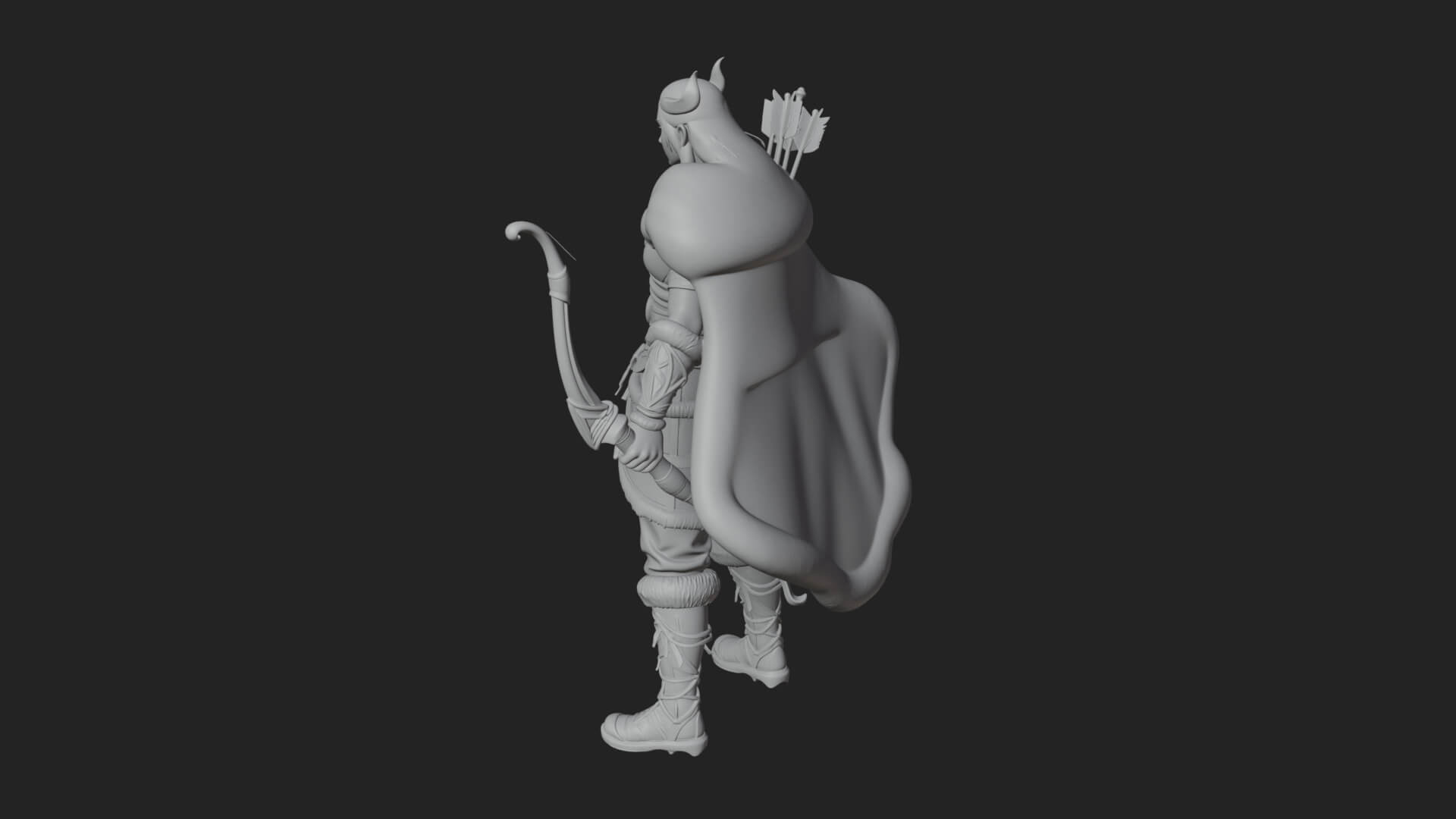 Fur Cloaked Archer Woman Statue Design 1 3D Print Model 3D Model