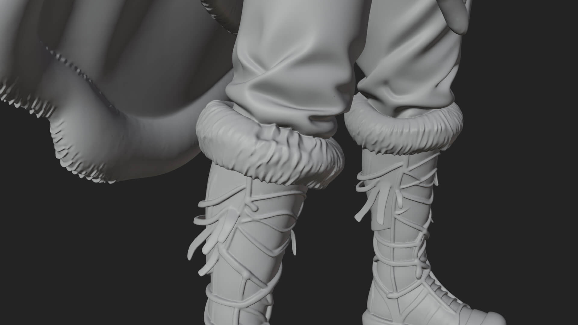 Fur Cloaked Archer Woman Statue Design 1 3D Print Model 3D Model