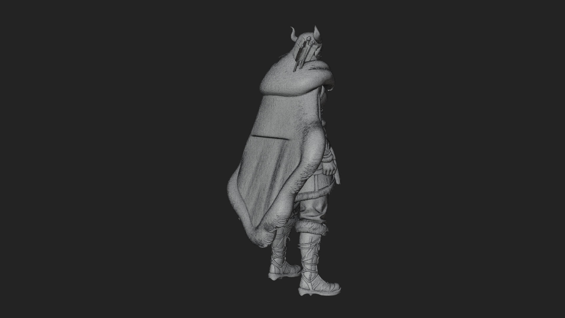Fur Cloaked Archer Woman Statue Design 1 3D Print Model 3D Model