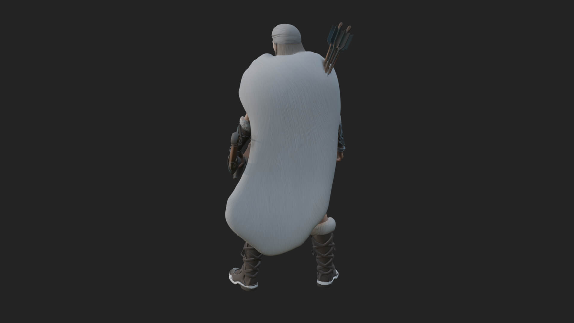 Fur Cloaked Archer Woman Statue Design 2 3D Print Model 3D Model