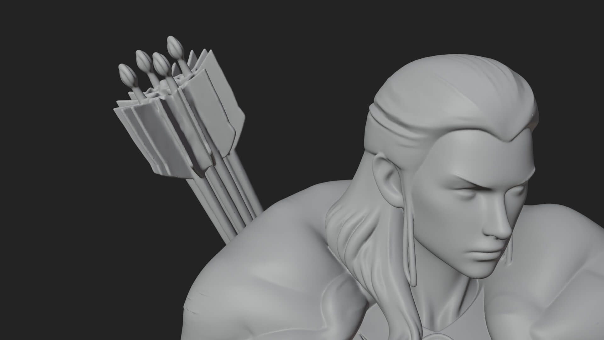 Fur Cloaked Archer Woman Statue Design 2 3D Print Model 3D Model