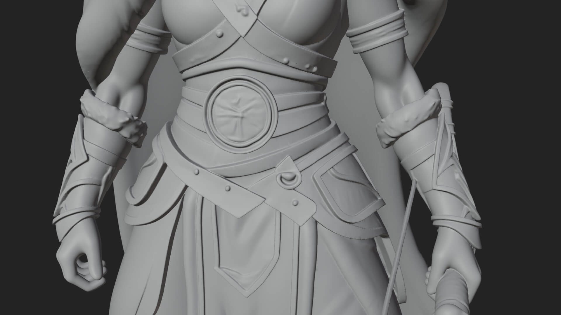Fur Cloaked Archer Woman Statue Design 2 3D Print Model 3D Model
