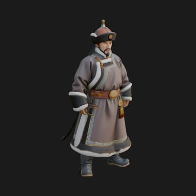 Fur Robed Noble Statue Design 1 3D Print Model