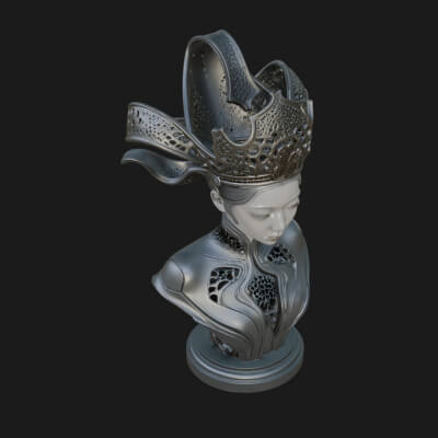 Futuristic Woman Bust Statue Design 15 3D Print Model
