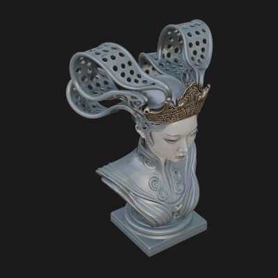 Futuristic Woman Bust Statue Design 18 3D Print Model