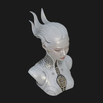 Futuristic Woman Bust Statue Design 3 3d Print Model