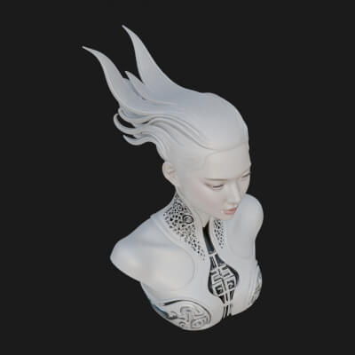 Futuristic Woman Bust Statue Design 4 3D Print Model