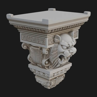 Gargoyle Column Capital Model Design 2 3D Print Model