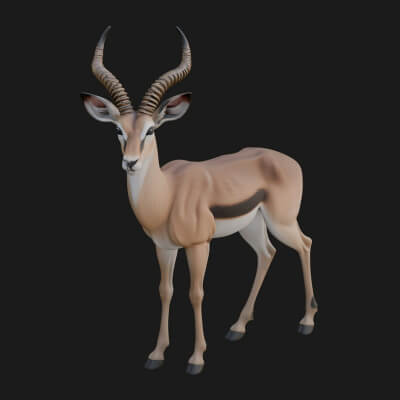 Gazelle Statue Design 13 3D Print Model