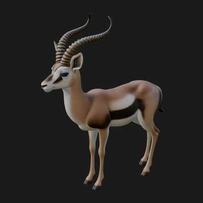 Gazelle Statue Design 36 3D Print Model