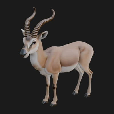 Gazelle Statue Design 7 3D Print Model