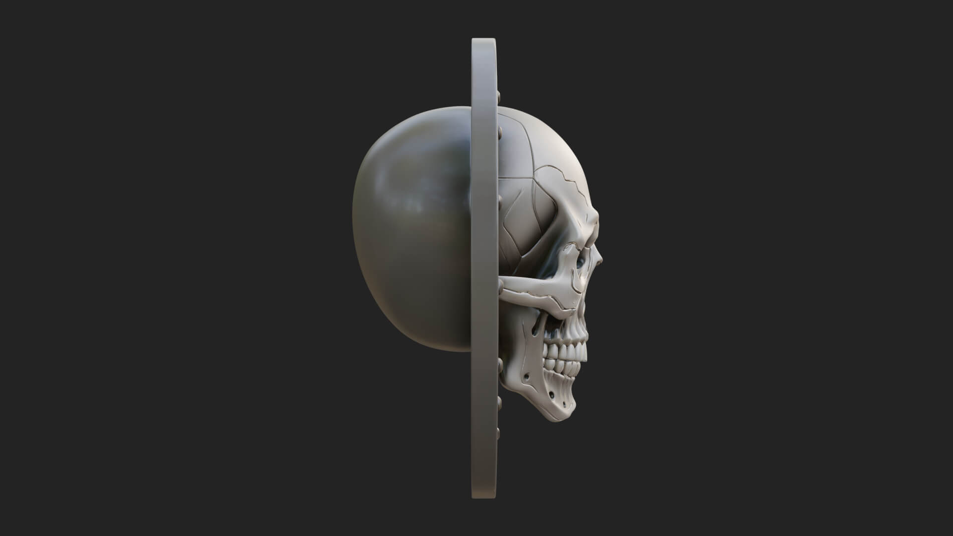 Gear Skull Oval Relief Plaque Design 1 3D Print Model 3D Model