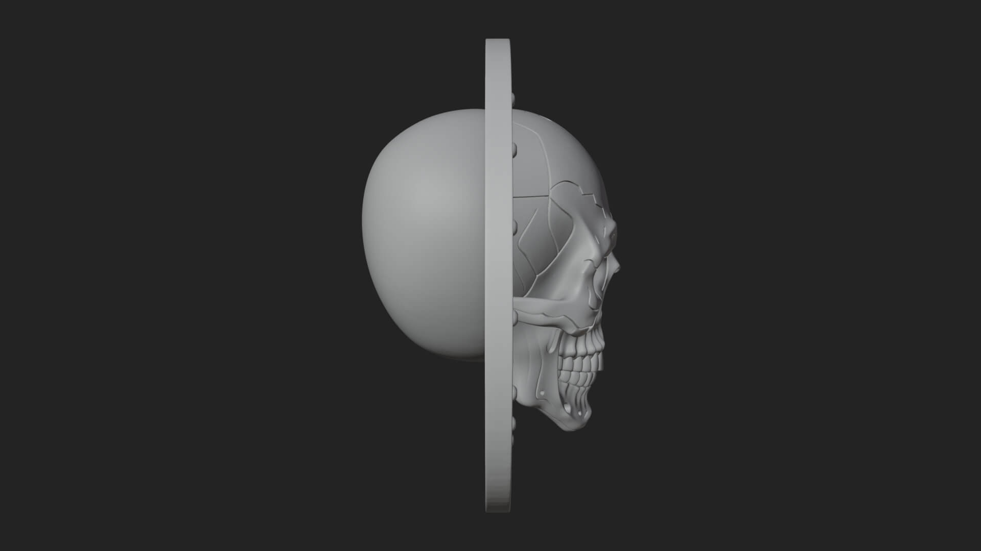 Gear Skull Oval Relief Plaque Design 1 3D Print Model 3D Model