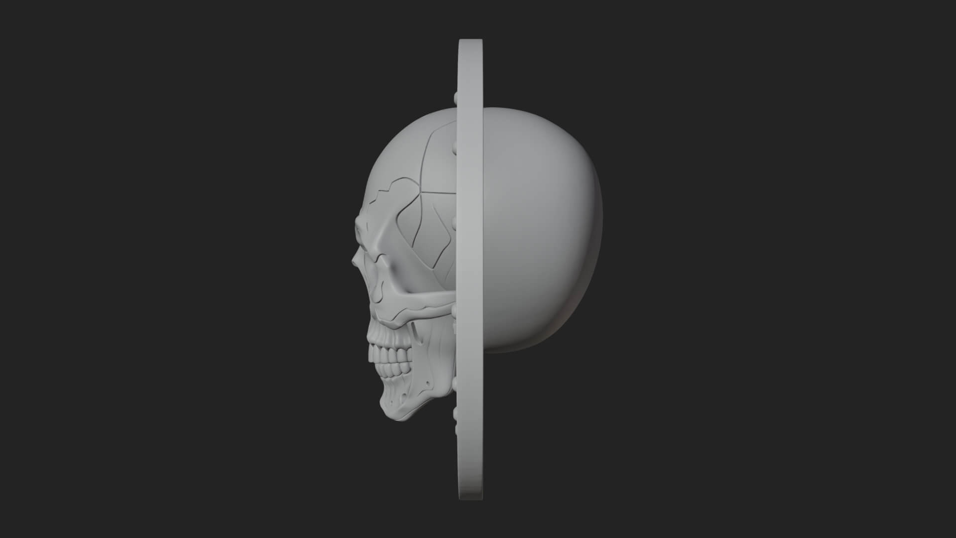 Gear Skull Oval Relief Plaque Design 1 3D Print Model 3D Model